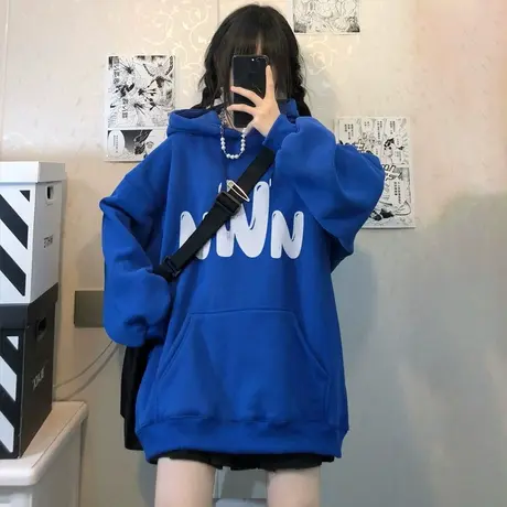 oversize卫衣女秋冬加绒加厚宽松小众设计感美式复古外套上衣ins图片