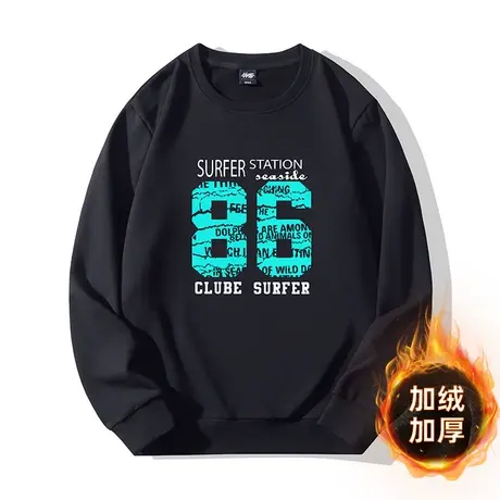 伟臣2022秋冬新品男士大码卫衣胖子加肥加大宽松加绒加厚圆领上衣商品大图