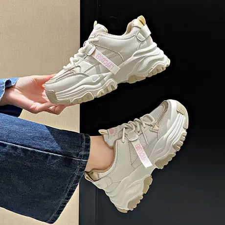 厚底灰色老爹鞋女鞋子2024新款春季炸街百搭增高休闲鞋运动鞋女款图片