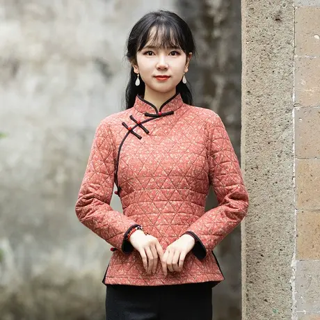 筠雅唐装女冬棉袄加厚保暖棉衣棉服旗袍上衣盘扣棉麻复古中式女装商品大图