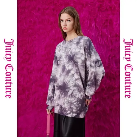 Juicy Couture橘滋秋季装2023年新款立体绣花扎染阔版圆领女卫衣商品大图