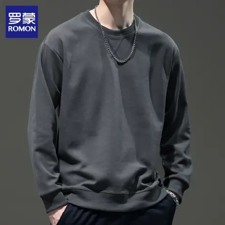 罗蒙男卫衣春秋季舒适保暖打底衫潮流休闲宽松圆领免烫长袖T恤男图片