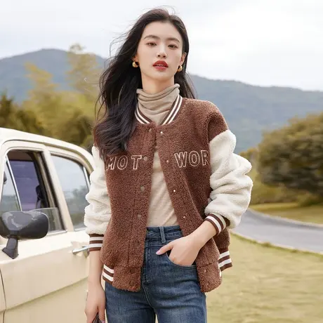 时尚气质保暖皮草外套2022年冬季新款女士休闲宽松显瘦通勤外套商品大图