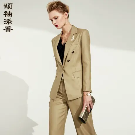 颈袖添香2023春秋新款职业套裤女装时尚ol羊毛修身商务正装图片