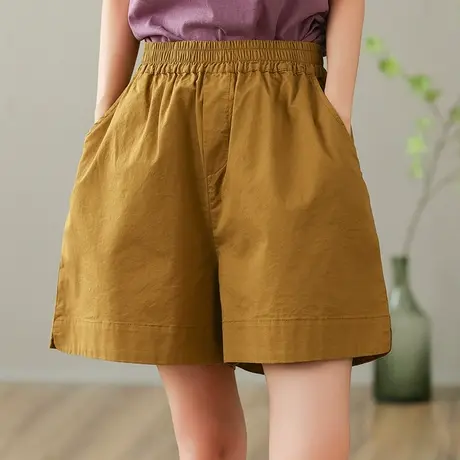 dza 高腰显瘦全棉休闲裤女2023夏薄款五分裤直筒裤工装短裤阔腿裤商品大图