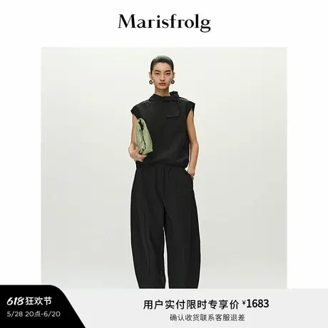 【精简衣橱】Marisfrolg玛丝菲尔2025夏新款系领结四合扣宽松上衣图片