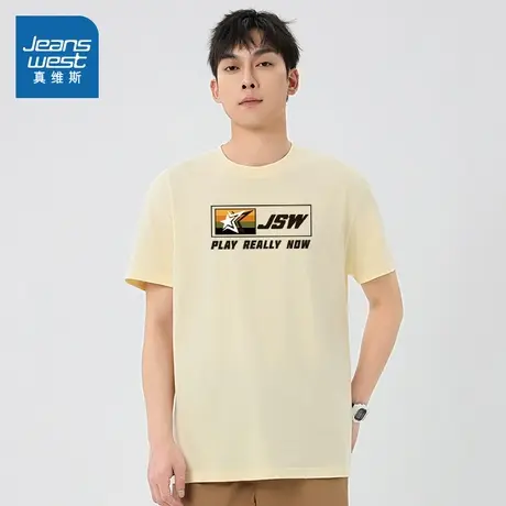 XC真维斯男装春季纯棉T恤衫 2025新款印花男针织上衣宽松舒适T恤商品大图