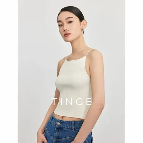 TINGE贴己新款女士纯色针织修身吊带背心女春夏打底内搭无袖上衣商品大图