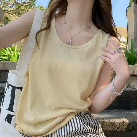 ins超火无袖背心女夏季新款韩版修身内搭可外穿打底衫吊带T恤上衣图片