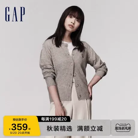 Gap女装秋冬2023新款LOGO宽松廓形针织开衫721573洋气休闲毛衣图片