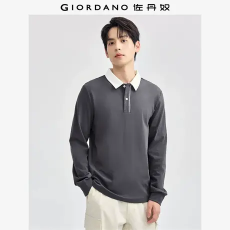佐丹奴Polo男装纯棉撞色领针织长袖POLO 13014608图片