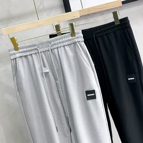 裤子夏季男款潮流冰丝薄款九分裤韩版束脚运动裤潮牌宽松休闲长裤商品大图