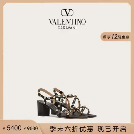 [季末优惠]华伦天奴VALENTINO女士 ROCKSTUD小牛皮饰带凉鞋图片