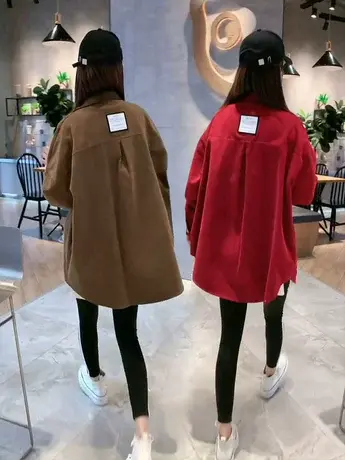 休闲宽松慵懒风衬衫女春秋百搭上衣开衫韩版时尚洋气工装衬衣外套图片