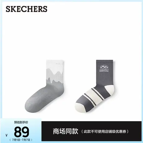 斯凯奇男女同款简约2双装中筒运动袜潮流百搭休闲袜舒适耐磨袜子商品大图