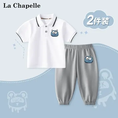 拉夏贝尔男童夏装套装2025新款宝宝POLO衫夏季防蚊裤儿童短袖t恤商品大图