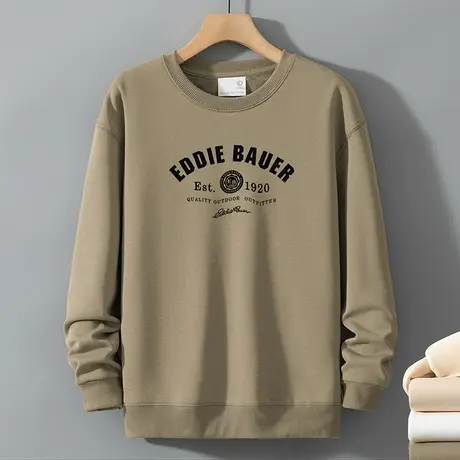 320g重磅圆领卫衣男秋冬保暖加绒加厚圆领无帽长袖t恤套头上衣服商品大图