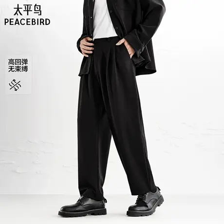 【商场同款】太平鸟男装休闲裤25秋季新款弹力直筒西裤 B1GBF3330商品大图