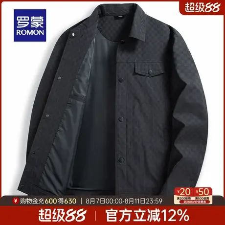 【棋盘格】罗蒙男士短款翻领夹克衫2025秋季新款休闲工装风外套男图片