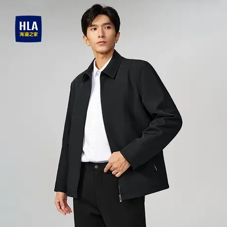 HLA/海澜之家商务风夹克25秋季新款翻领牛奶丝柔软爽滑行政外套男图片
