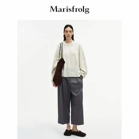 【羊驼毛】Marisfrolg玛丝菲尔2025秋新款花式彩点纱套头针织上衣图片
