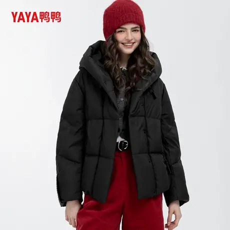 YAYA鸭鸭2025冬装短款连帽羽绒服女休闲宽松韩版气质时尚保暖外套商品大图