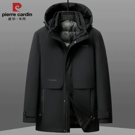 皮尔卡丹可拆卸羽绒服男士加厚冬季保暖派克服中老年爸爸冬装外套商品大图