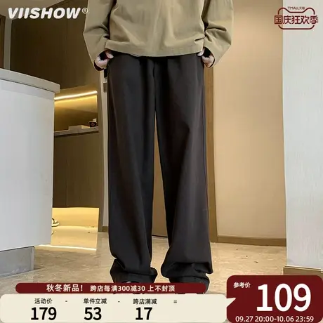 VIISHOW复古日系cityboy直筒裤子男生新款春秋潮流百搭宽松阔腿裤商品大图