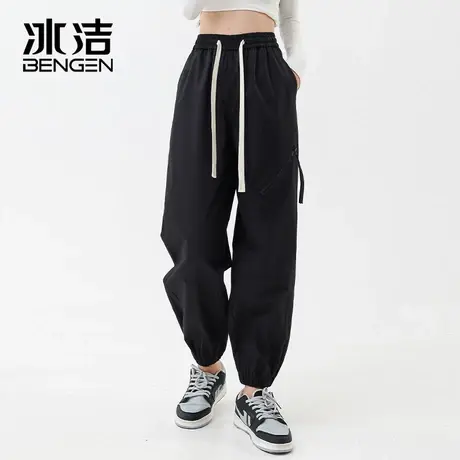冰洁百搭工装裤女2023新款秋季穿搭小个子高腰运动直筒阔腿裤MYY商品大图