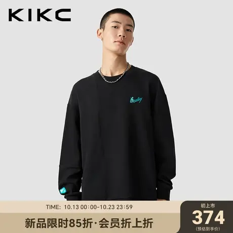kikc卫衣男2023秋装新款商场同款撞色字母刺绣宽松潮流套头衫上衣图片
