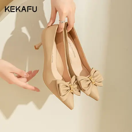 珂卡芙法式尖头高跟鞋女2023新款秋季外穿时尚网红气质单鞋配裙子商品大图