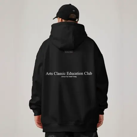 重磅美式复古嘻哈字母大码卫衣男连帽纯棉做旧高街加绒春秋款冬季商品大图