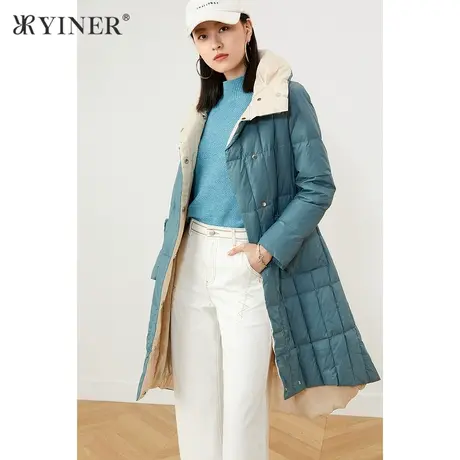 YINER音儿线上专选女装冬季长款暗扣立领加厚羽绒服商品大图