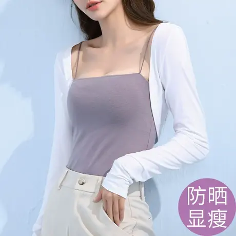 针织防晒开衫外搭披肩夏季薄款配吊带裙子小坎肩高腰长袖短款罩衫图片