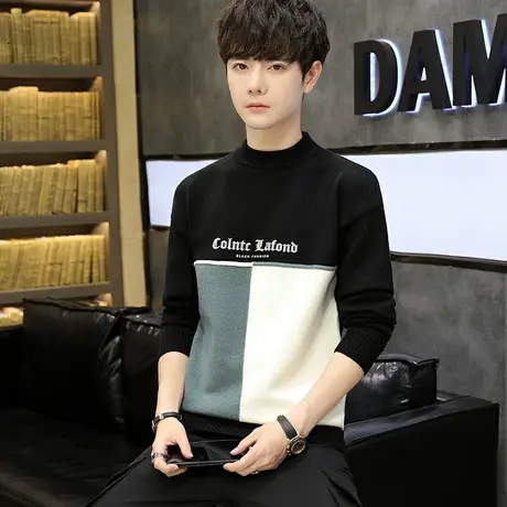 青少年毛衣男孩15岁厚款半高领针织衫冬季13毛线衣初中学生12大童商品大图