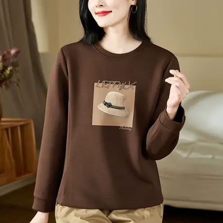 美拉德圆领卫衣女春秋2024年新款时髦设计感休闲上衣服宽松套头衫商品大图