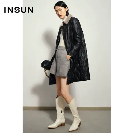 INSUN恩裳冬季水貂毛领白鸭绒羽绒服皮草商品大图