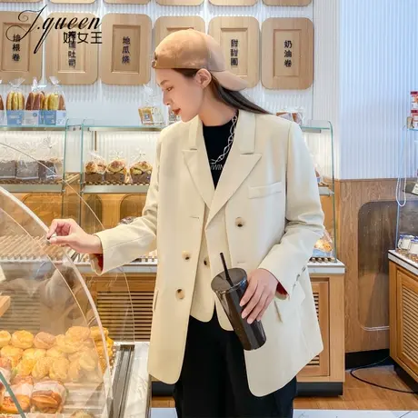 西装外套女秋季新款小众设计感假两件气质宽松休闲网红炸街小西服商品大图