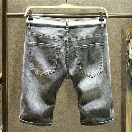 夏季潮流牛仔短裤男款黑灰色简约时尚五分裤2024新款宽松休闲短裤商品大图