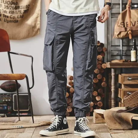 Modi Nick/摩帝尼克纯色潮牌男款工装裤束脚宽松工装裤男款裤子商品大图