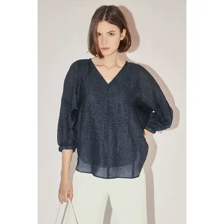 COVER秋季压褶蝙蝠袖轻薄宽松衬衫商品大图