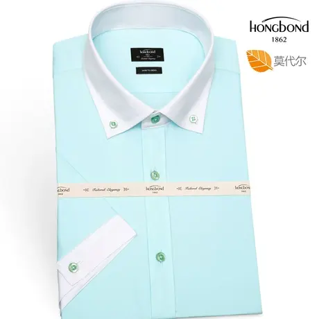 红邦创衣衬衫男夏季清凉短袖商务休闲半袖修身时尚衬衣冰丝易打理图片