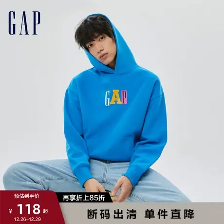 【断码优惠】Gap男女装秋冬LOGO抓绒保暖连帽衫情侣装卫衣505390商品大图