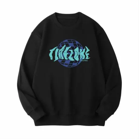 Ohlyah圆领重磅卫衣男秋季设计感小众地球图形浅蓝字母印花美式商品大图