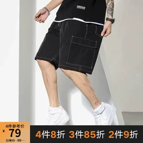 GxxH大码休闲裤男装加肥加大宽松休闲运动五分裤工装薄款冰丝短裤商品大图