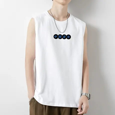 纯棉背心男士夏季薄款中国潮流无袖t恤运动坎肩健身跨栏篮球宽肩商品大图