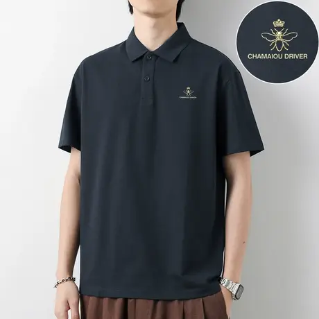 翻领polo衫珠地冰丝短袖t恤男夏季凉感保罗有领半袖潮牌带领体恤商品大图