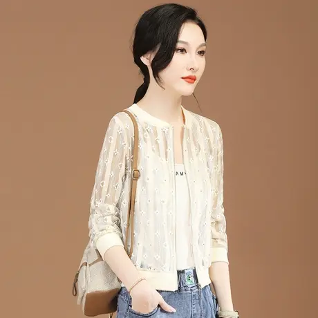 韩潮袭人立领镂空雪纺衫女2022夏季新款外套百搭开衫防晒空调衫薄商品大图