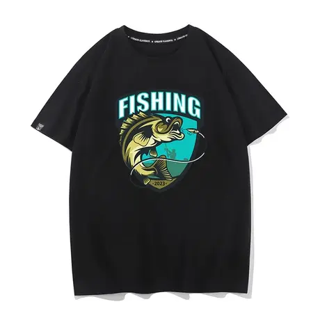 秀洛钓鱼短袖T恤日系夏季户外路亚飞蝇上衣海钓宽松半袖男女体恤商品大图