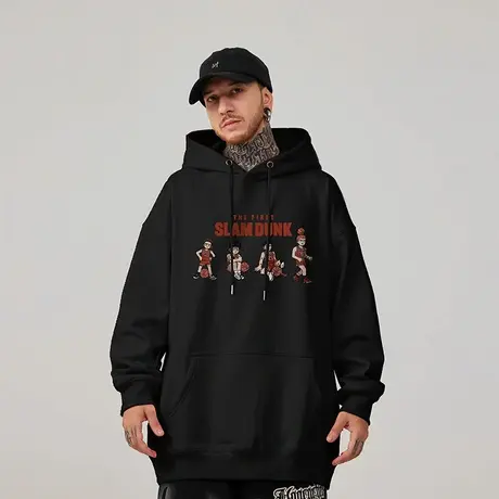 oversize重磅卫衣男生秋冬薄款大码2023美式连帽日系衣服外套潮牌商品大图